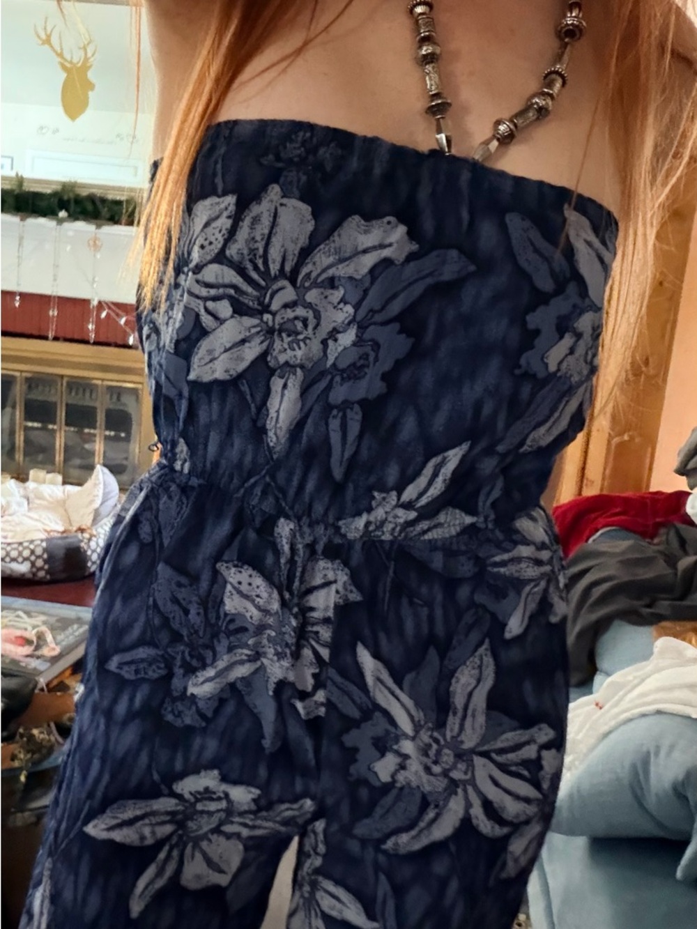 Vintage 1980’s Navy Floral Jumpsuit
